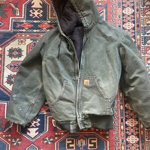 Carhartt Olive Hooded Puffer Jacket